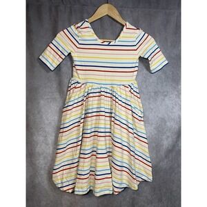 Hanna Andersson Twirl Rainbow Stripe Skater Dress Pockets Summer Girls Sz 8